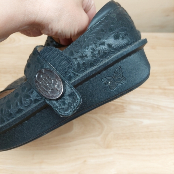 Alegria Paloma PAL Embossed Floral Black Mary Jane Clogs Shoes EU36 - Picture 6 of 9
